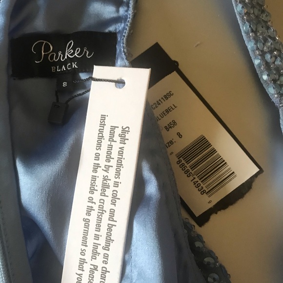Parker sky blue sequin Halter Gown Size 8 - Picture 6 of 7